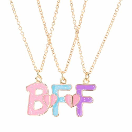 3 Pièces Collier Amitié, Collier Amitié Pour 3, Collier Bff, Collier Bff Pour 3, Collier Bff Pour 3 Stitch, Collier d'Amitié Pour 3, Cadeaux Pour Les Petites Amies Et Les Amis