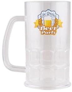 LP Divertissements Chope de bière transparente beer party 14cm 50cl