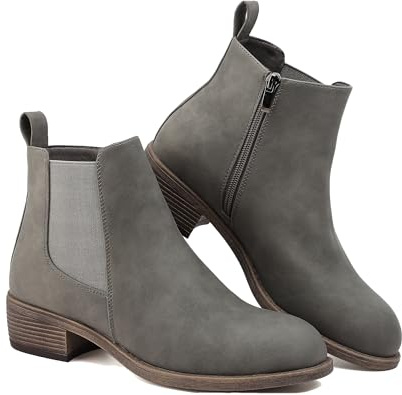 Ankle Boots for Women Waterproof Walking Boots Fashion Chelsea Booties Side Zip Low Heel Shoes Pointed Toe Casual Short Booties