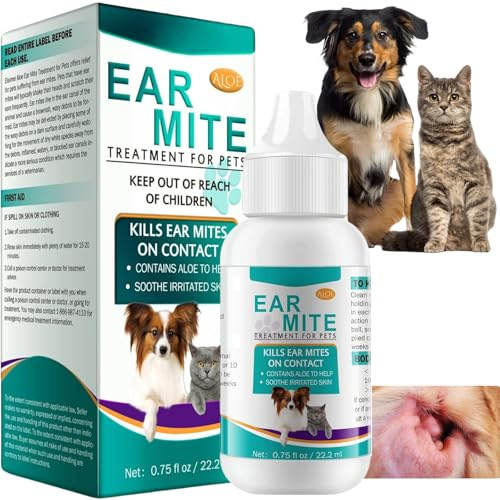 SEMECOMER Ear Mite Treatment for Dogs & Cats, Dog Ear Drops For Infection, Dog-Ear Infection Treatment, Relieves Yeast Infections, Soothes Ears Mite Discomfort, Ears Care For Puppy Cats And Dogs