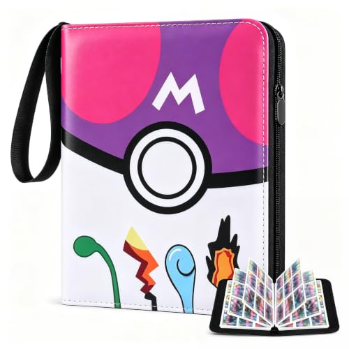 Card Binder, 9 Pocket Trading Card Zip Binder, 900 Cards, Premium Album Material，PU Card Folder with 50 Double Sleeves, Card Binder for Collectors