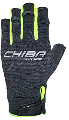 Chiba Unisex Klettersteighandschuhe 66208 Via Ferrata X-trem mit verlängerten Fingern, Größe S, Farbe schwarz Neongelb
