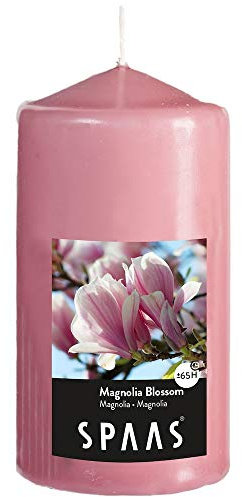 SPAAS Bougie Pilier Cylindre 80/150 mm, ± 65 heures - Magnolia Blossom, Vieux Rose