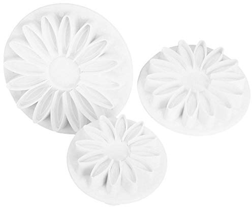 Aeromdale Taglierina a pistone per fondente a forma di girasole, gerbera e margherita, 3 pezzi, taglierina per decorazione torte in pasta di zucchero