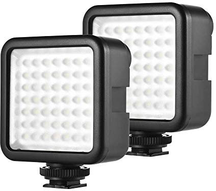 Andoer 49 LED Luce Fotografia, Luce Video Dimmerabile per DSLR Videocamera Gimbal Macro Fotografia, 2 pz