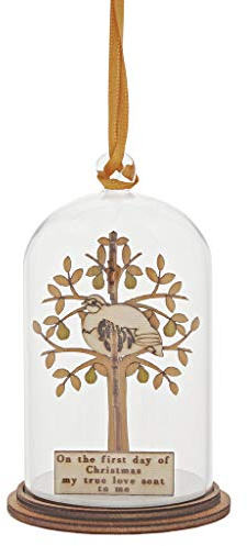 Department 56 Kloche The Spirit of Christmas Partridge in a Pear Tree Dome Glass Hanging Ornament, 2.5 Inch, Multicolor