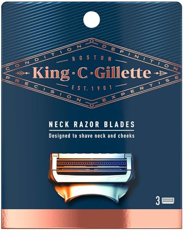 King C. Gillette Neck Shaving Razor Blades Men, 3 Stück Rasierklingen Nachfüller mit Präzisionstrimmer, 2 Klingen mit Skinguard