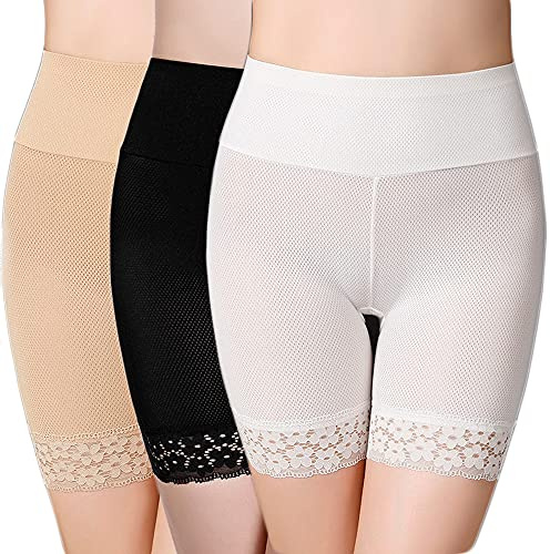 SEPMINDU Women's Anti Chafing Slip Shorts Yoga Shorts Lace Long Leg Boyshorts Panties for Under Dress 3 Pack