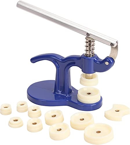 Uhr Presse Uhr Einpresswerkzeug Gehäuseschließer Uhr Reparatur Werkzeug mit 12 Druckplatten Kunststoffeinsätze