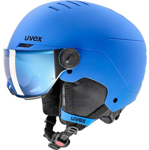 uvex rocket jr visor Casco de esquí, Niños unisex, blue puzzle matt, 54-58 cm
