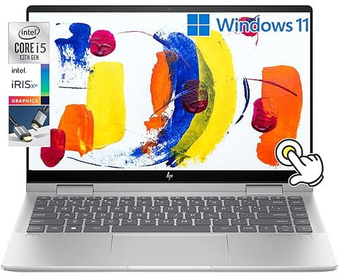 HP Envy x360 2-in-1 14 FHD IPS Touchscreen Laptop Intel Core i5-1335U(Beats i7-1260U) Backlit KB Fingerprint Reader, Windows 11 | Natural Silver (8GB RAM | 512GB SSD) (14 inch)