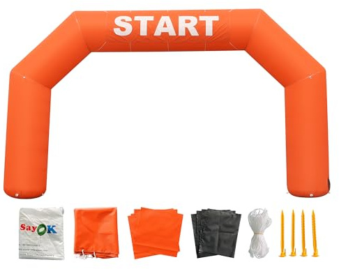 Sayok arco inflable al aire libre arco inflable línea de salida inflable carrera arco banner con soplador de aire para eventos publicitarios (naranja)