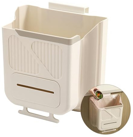 Mecmbj Composteur Cuisine, Poubelle Compost Cuisine, 7L Poubelle Sous Evier Sans Couvercle, Murale, Pliable, Pour évier, Bureau, Salle De Bain (Blanc)