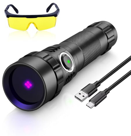 KEENZO 501BPRO UV 365nm Light Torch, 365nm UV Black Light LED Ultraviolet Flashlight with Filter Lens,Blacklight Detector for Pet Urine,Stain,Bed Bugs and More