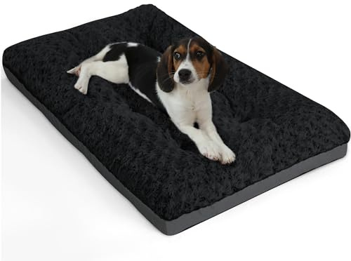 ALANMOND Lit pour Les Chiens de Grande Taille, de Taille Moyenne, Moelleux, Coussin, Tapis, Panier, Lavable, imperméable, antidérapant, Respirant, Noir, 61 x 43 cm