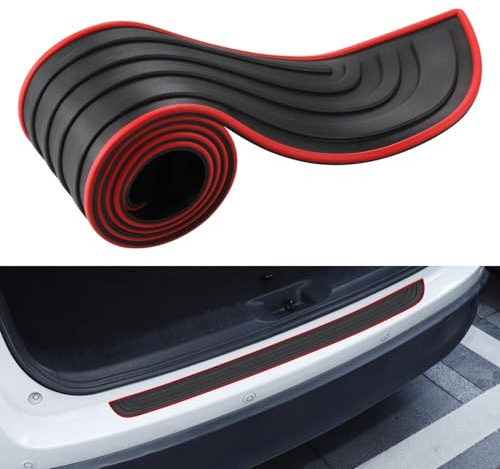 Protection Pare Choc Voiture pour Citroen C3 Aircross 2021 2022 2023 2024 2025, Protection Seuil de Coffre Voiture Protection de Seuil de Chargement en Caoutchouc(Black-red,104cmx9cm)