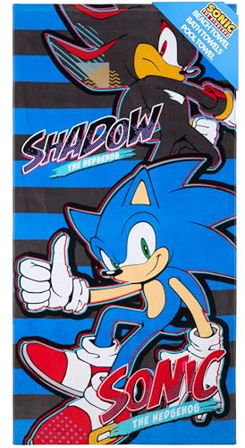 Sonic The Hedgehog Serviette de Bain Enfant Ado Absorbante Serviettes de Plage Douche Natation 100% Coton Shadow Serviette à Séchage Rapide 140x70cm (Multi, 70x140cm)