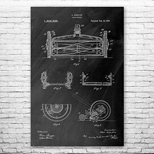 Reel Lawn Mower Poster Print, Hardware Store Decor, Garage Wall Art, Gardener Gift, Landscaper Gifts, Tool Shed Art Black Chalkboard (24 inch x 36 inch)