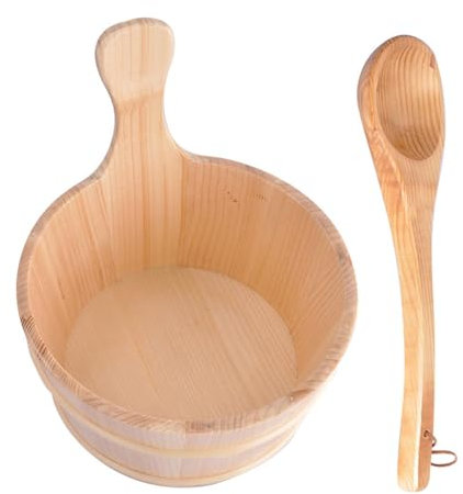 Cubo de sauna de madera - Accesorio esencial de spa para hammam | Accesorios esenciales y sauna para el hogar, el baño, regalo para familiares, familiares, amigos y vecinos.