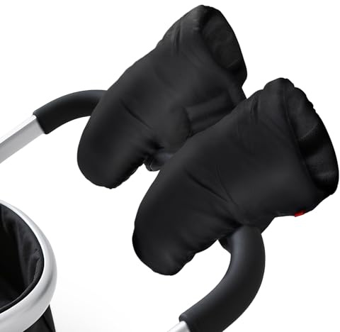 Hanqing Pram Hand Muff, Baby Stroller Lining Fleece Gloves, Hand Warmer Windproof Thickening for Buggy, Pram(Black)
