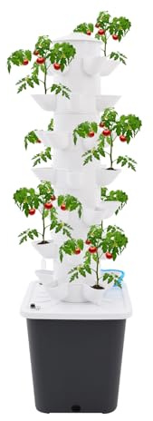 GramStudio 7 Etagen 35 Löcher Hydroponic Grow Kit Pflanzturm Hydroponisches Anzuchtsystem, 240 L/h Wasserzirkulationspflanzen-Keimset für Kräuter, Obst, Gemüse, Blumen