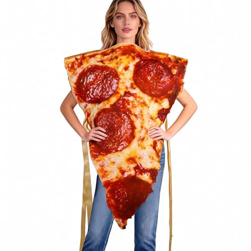 Ldduopp Disfraz de Porción de Pizza,Realista Y De Cosplay De Comida - Traje de Halloween de Pizza para Adultos,Para Fiestas De Cumpleaños Navidad Y Carnaval Adultos Niños Parejas