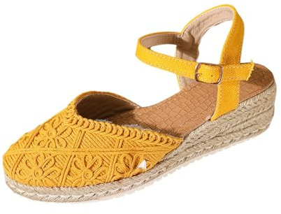 Espadrilles för kvinnor med platå sommarskor damer kilklack sandaler stängd mössa sandaler eleganta kilsandaler med justerbar rem damsandaler bekväma sommarsandaler