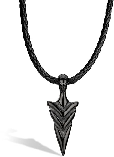 SERASAR Lederkette Herren mit Anhänger - 50cm schwarz Lederkordelkette Schmuckschatulle für Echtleder Geschenk Schmuckband