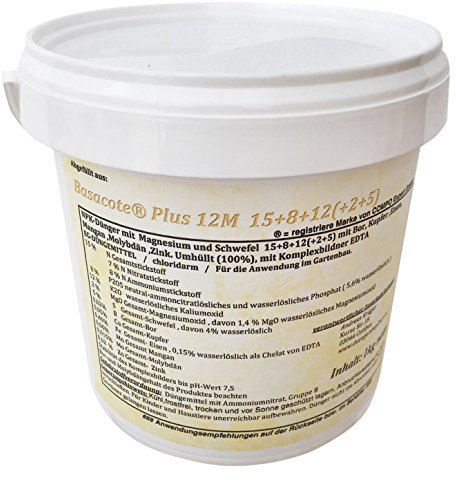 Duengershop24 1kg Abfüllung aus Basacote® Plus 12M 15+8+12(+2+5) mit Dosierlöffel