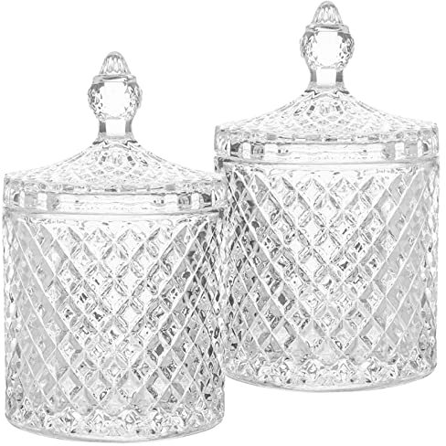 2 Piezas Tarros de Cristal para Dulces con Tapa, Recipiente de Almacenamiento para Caramelos, 300ml Tarros Decorativos Transparente para Caramelos, Galletas, Decoración del Hogar