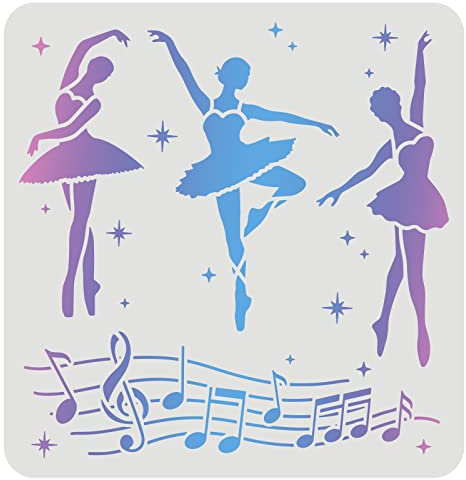 FINGERINSPIRE Ballerina Schablone 30 x 30 cm Ballettschablone Balletttänzer Schablonen zum Malen Wiederverwendbare Ballerina Malschablone auf Holz, Fliesen, Papier, Stoff, Boden und Wand