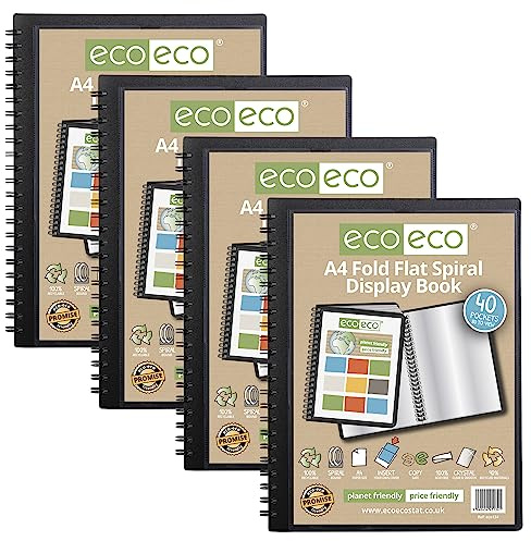 eco-eco Sichtbuch, A4, 50% recycelt, 40 Taschen, gefaltet, Spiralbindung, 4 Stück, eco134 x 4