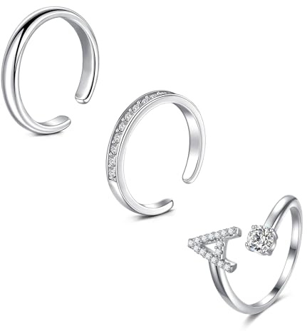 Mayhoop Anillos del dedo del pie para las mujeres de las muchachas anillos del dedo del pie abierto ajustable de oro de plata anillo de cola anillos de dedo anillo nudillo