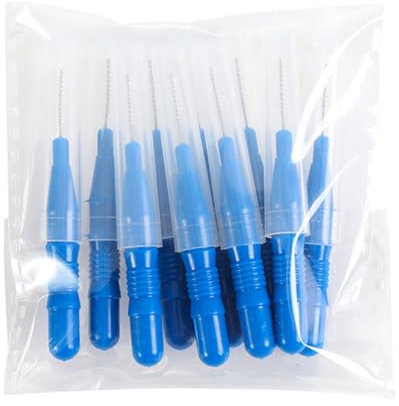 Lot de 10 brosses interdentaires bleues, cure-dents, brosse d'hygiène bucco-dentaire, nettoyeur de dents, bâton de fil dentaire, outil de nettoyage des dents