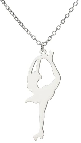Dreamtimes Schlittschuhläufer Halskette Schlittschuhlaufen Charme Sport Anhänger Halskette Schlittschuhlaufen Sport Anhänger Halskette Inspirational Schmuck für Frauen Skate-Liebhaber (Silber-3)