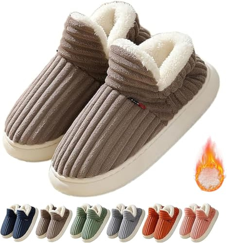 Bekväma och eleganta plyschtofflor, plyschtofflor, vinterbekväma unisex-tofflor, vardagsskor för hemmet (40/41 EU, brun)