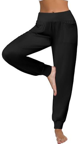 Jahetuul Yogahose Damen Lang Hohe Taille Haremshose Sporthose für Yoga Pilates Jogging Fitness Freizeithose Sweatpants Locker Aktiv Hose