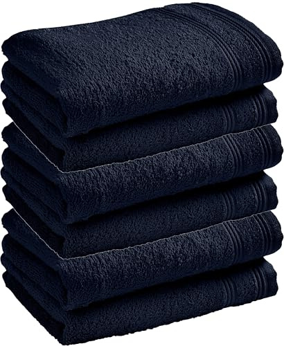 univers decor Lot de 6 Serviettes invité éponge Spa 30 x 50 cm / 400 GR/m² (Bleu Nuit)