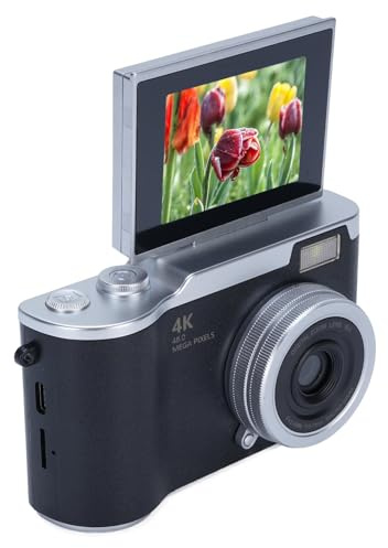 Fotocamera Fotografica Digitale 1080p 48mp da 2,4 Pollici HD Display 8x Videocamera Zoom Elettronica per Fotografia Esterna (BLACK)