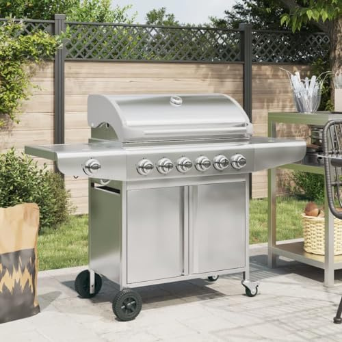 Générique Barbecue à gaz avec 7 brûleurs Argent Acier Inoxydable,Maison & Jardin,Arts de la Table & Arts culinaires,Électroménager de Cuisine,Barbecues,Argent,38.7 KG,367594
