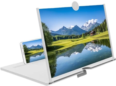 Mobile Phone Magnifier, 3D HD Mobile Phone Screen Magnifier, Smartphone Screen Magnifier, for Reading Book Pages, Blue Light Folding Amplifier Holder Magnifier for All Smartphones