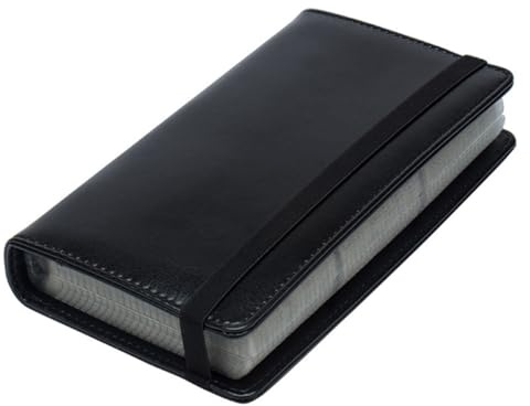 STAHAD Estuche para Tarjetas de Visita de Pu Negro Capacidad para 120 Tarjetas, Diseño Banda Elástica Ajustable, Portátil y Ligero, Adecuado para Uso Profesional y Organización en