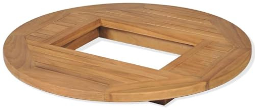 Mhdvray Mesa de madera de teca de 70 cm de diámetro, mesa para cajas de cerveza, accesorio para camping, balcón y jardín, madera maciza, marrón, estable y ahorra espacio