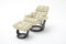 Robas Lund Relaxsessel Calgary XXL mit Hocker, bis 180 kg belastbar, Echtleder creme, Gestell Holz schwarz