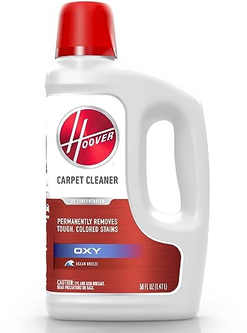 Hoover Oxy Carpet Cleaner Solution, 50 oz., Ocean Breeze Scent, Deep Cleaning Carpet Shampoo Solution, Removes Tough Colored Stains from Carpet and Upholstery, Pair with Hoover Carpet Cleaner Machine