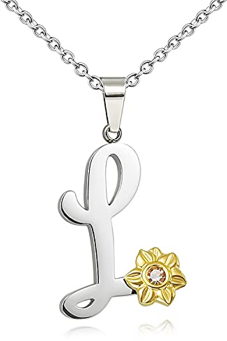 Shining Charm Initial L Necklace Letter Pendant Necklaces Delicate Everyday Necklaces for Women Minimalist Personalized Jewellery
