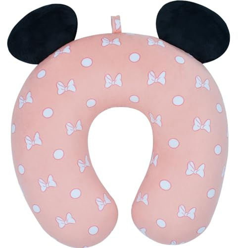 Disney Minnie Mouse Travel Neck Pillow for Airplane, Pink, One Size, Disney Portable Travel Neck Pillow