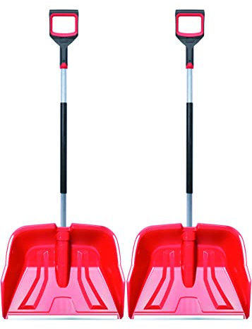 2 x Pala de nieve con mango ergonómico – Pala quitanieves para pequeñas y grandes cantidades de nieve – Hoja de plástico y mango de aluminio