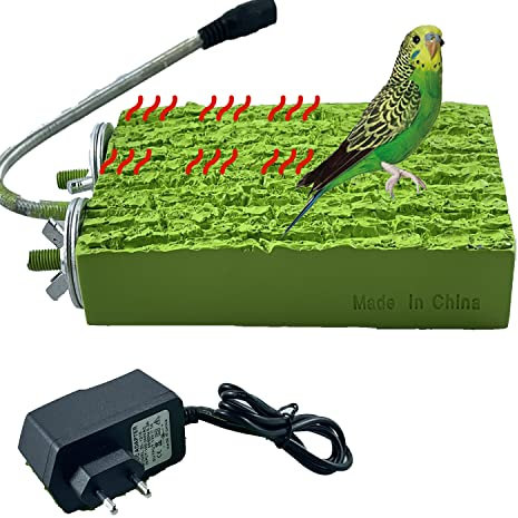 Lelukee Vogel Barsch Stand Plattform Korksitzbrett Wellensittich Vogel Heizung für Graupapageien, Sittiche, Papageien, kleine Vögel 5 W Konstante Temperatur 3,3 X5,2