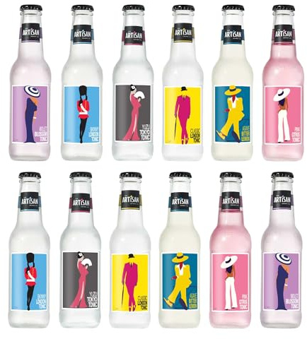 The Artisan Drinks Company Tonic Water Mixed Case - 200mlx12 Bottles - Tonic for Gin - Natural Ingredients - Flavoured Soft Drinks - Mixer Range for Your Favourite Gin, Vodka & Rum